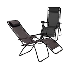 2 X Zero Gravity Chairs Garden Reclining Recliner Relaxer Sun Lounger