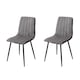 image 1 of Pair of Aspen Cord Fabric Straight Stitch Compact Dining Chairs with Black Tapered Metal Legs | Grey | Grey | 1