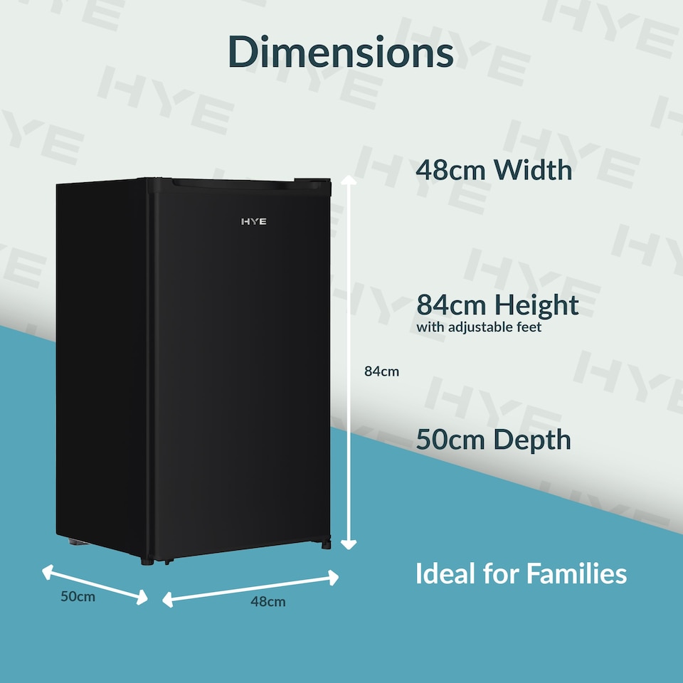image 1 of HYE Under Counter Fridge 48cm Freestanding Larder 90 Litre - Black RF01UCF88B01