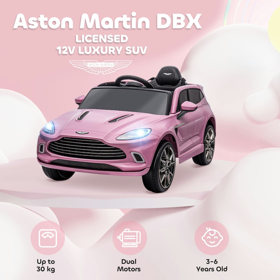image 1 of AIYAPLAY Aston Martin DBX Licensed 12V Kids Electric Car w/ Remote, Pink