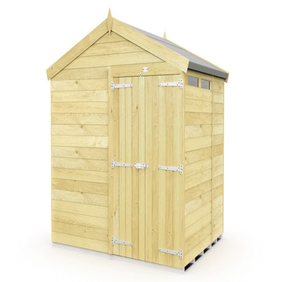 image 1 of 8 x 7 Feet Apex Security Shed - Double Door - Wood - L214 x W231 x H217 cm | Brown
