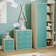 image 1 of Junior Vida Neptune 3 Piece Bedroom Set, Blue & Oak (Bedside Table, Drawer Chest, Wardrobe) | Blue | Blue & Oak | 3