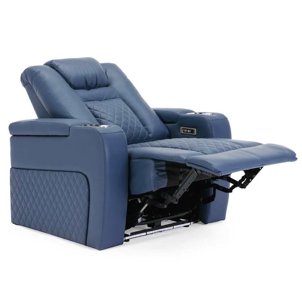 image 1 of Broadway Cinema Electric Recliner Chair USB Charging LED Base (Blue)