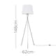 image 5 of ValueLights Camden Chrome Tripod Floor Lamp White Taper Shade & Bulb | White