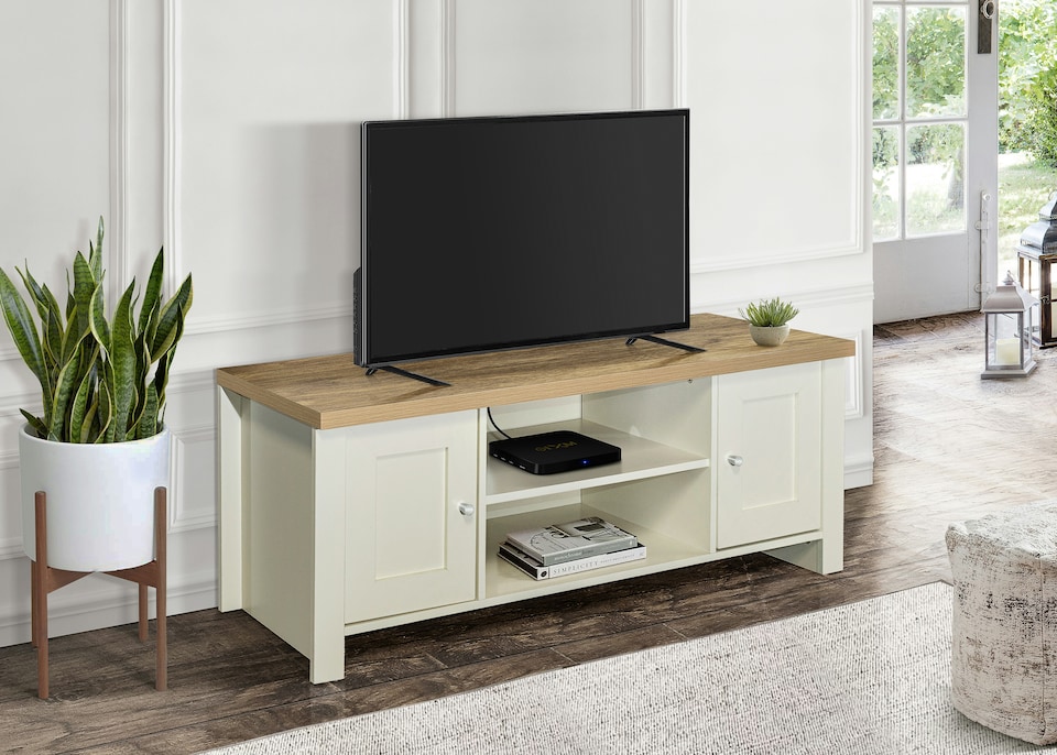 image 1 of Highgate Large TV Unit Cream Oak