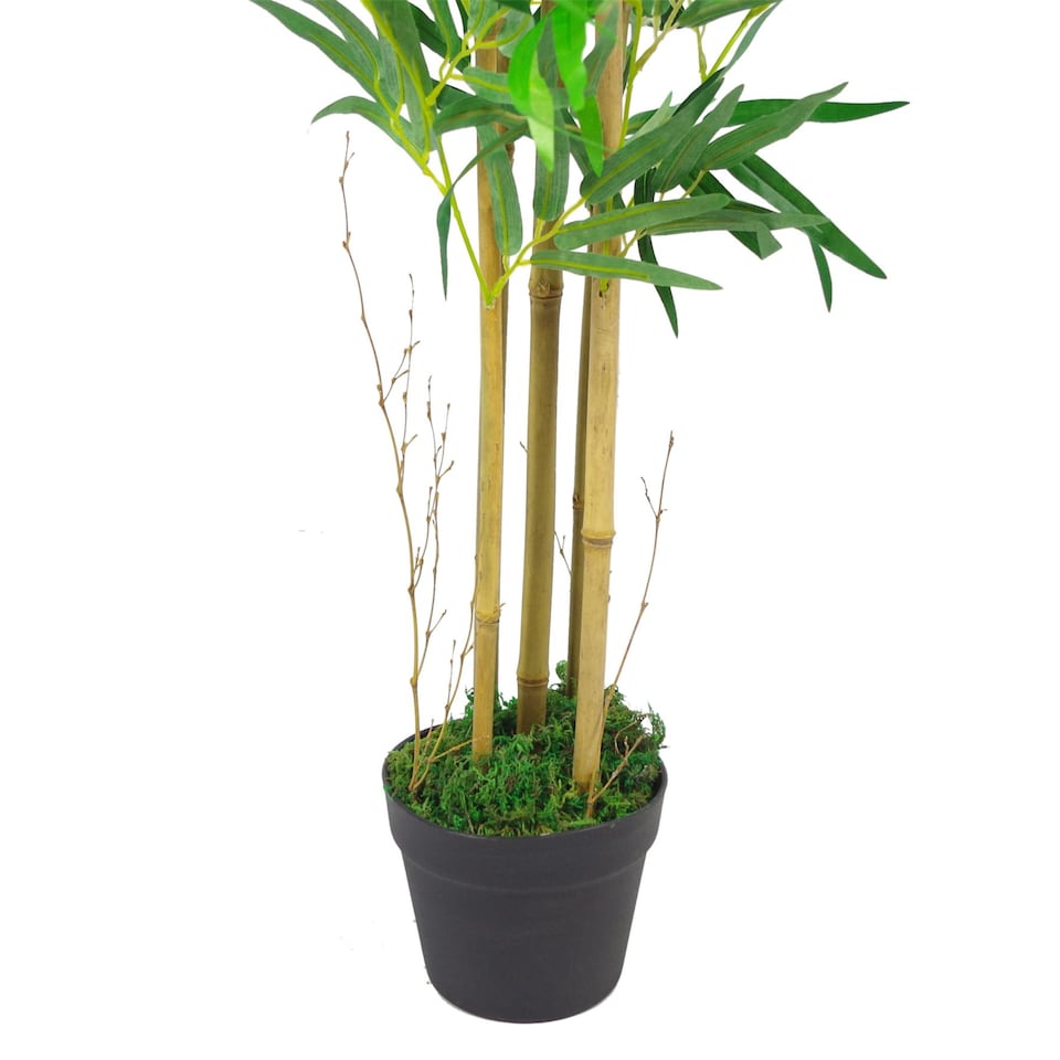 image 1 of 120cm (4ft) Natural Look Artificial Bamboo Plants Trees with Copper Metal Planter | Green | 4ft
