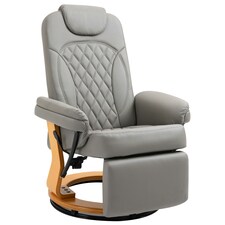 HOMCOM Recliner Leisure Armchair with Wood Base Footrest