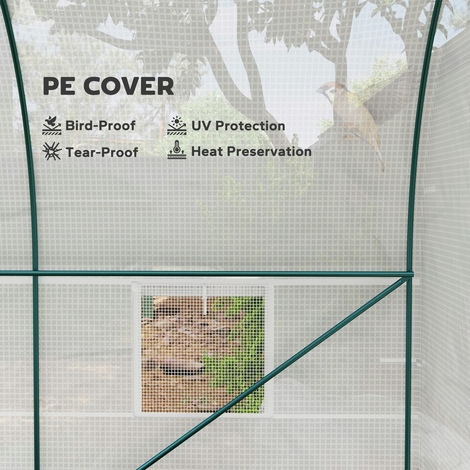 image 1 of Outsunny Polytunnel Greenhouse Outdoor Grow House Roll Up Door Windows 2x2.5m