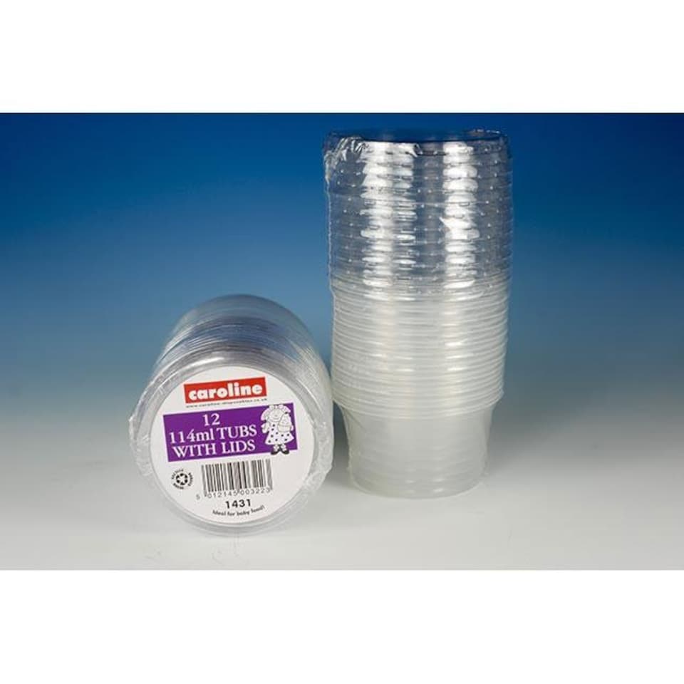 Caroline Round Plastic Tub with Lid 114ml / 4oz 12pk 1431 - One Colour - One Size