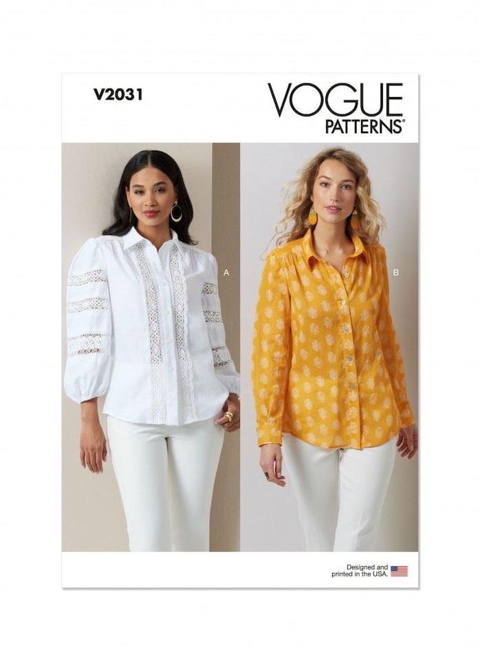 Vogue 2031 Paper Sewing Pattern – Women’s Tops & Shirts, Size U5 (16–18–20–22–24), Easy