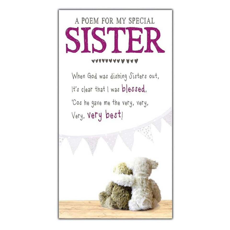 Birthday Card for Sister with Two Bears Design, Sweet Greeting Card