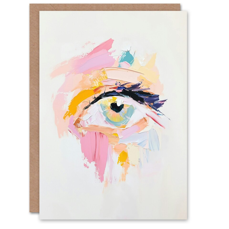 image 1 of Female Eye Study Pastel Colour Oil Painting Birthday Greeting Card