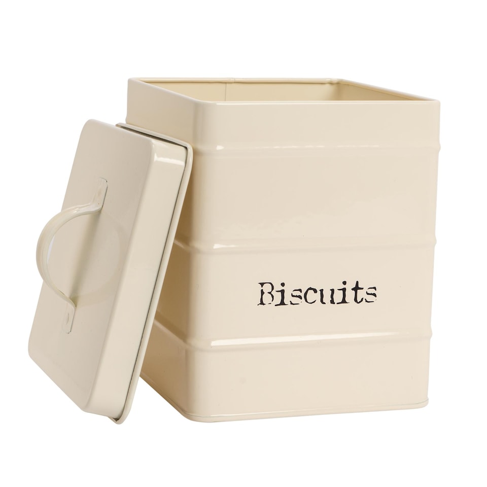 image 1 of Harbour Housewares 4 Piece Vintage Metal Kitchen Canisters Set - Cream