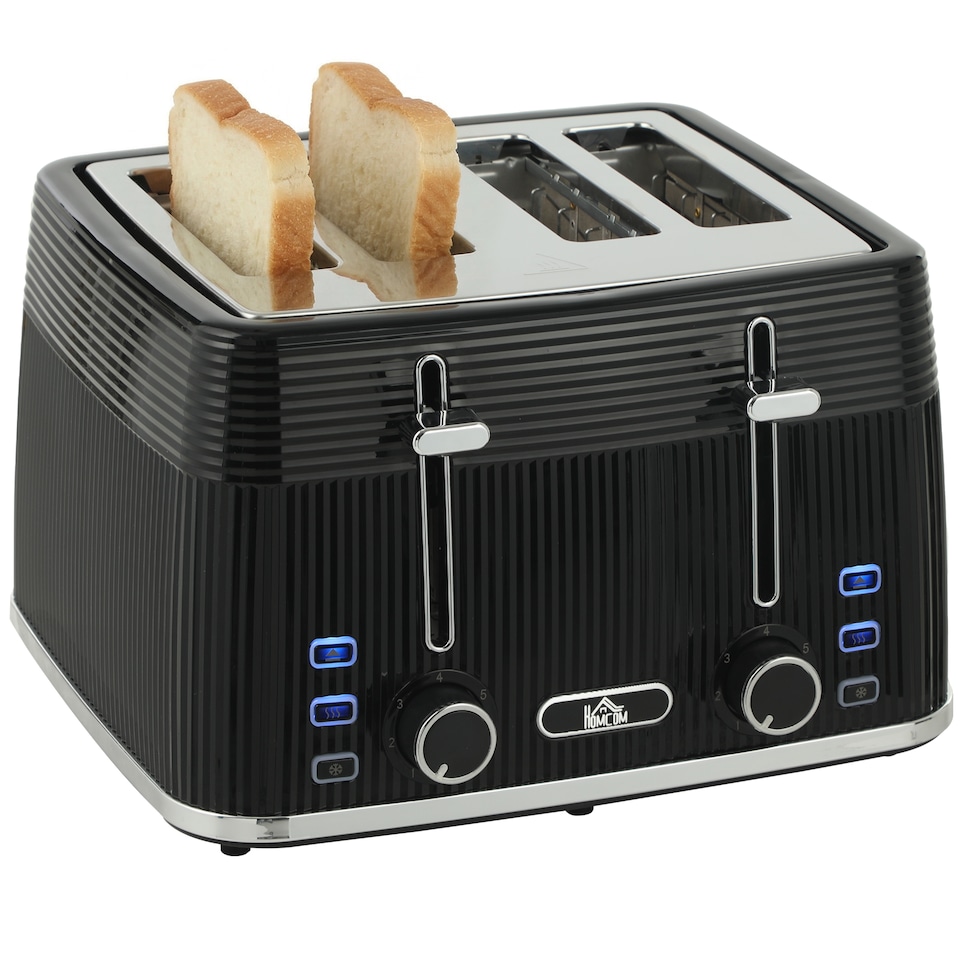 image 1 of HOMCOM 4 Slice Electric Toaster with 7 Browning Levels, 1860W, Black