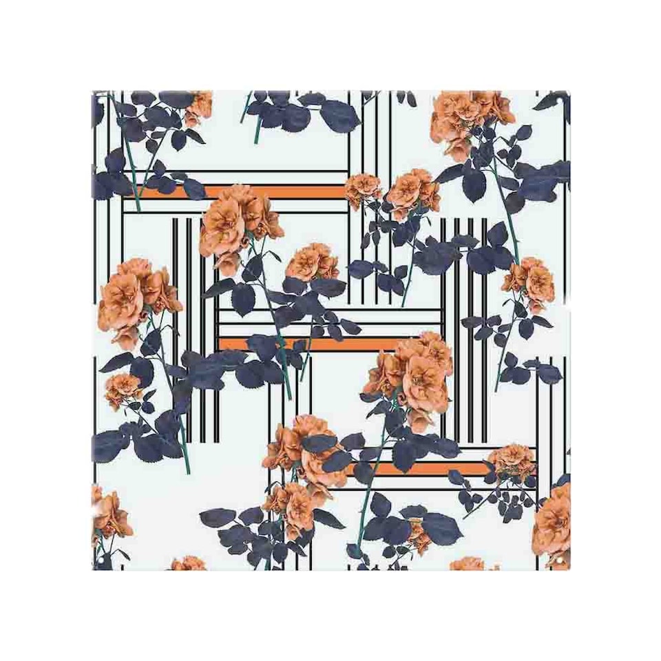 image 1 of Geometric Lines & Flowers Splash Back | White