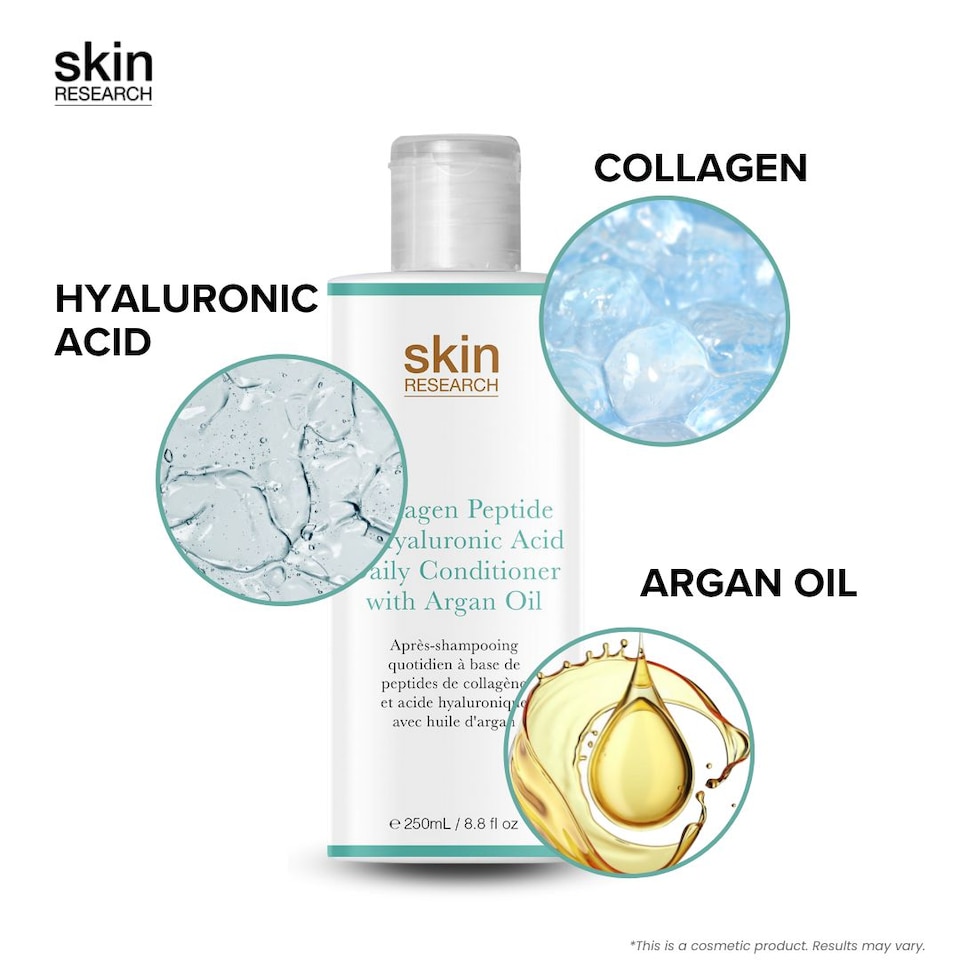 image 1 of Skin Research Collagen Peptide & Hyaluronic Acid Daily Conditioner with Argan Oil 250ml x 2 Duo Set