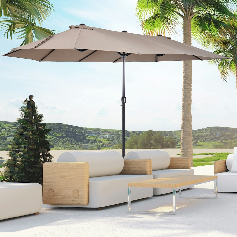 image 1 of Outsunny 4.6M Garden Patio Umbrella Canopy Parasol Sun Shade witho Base