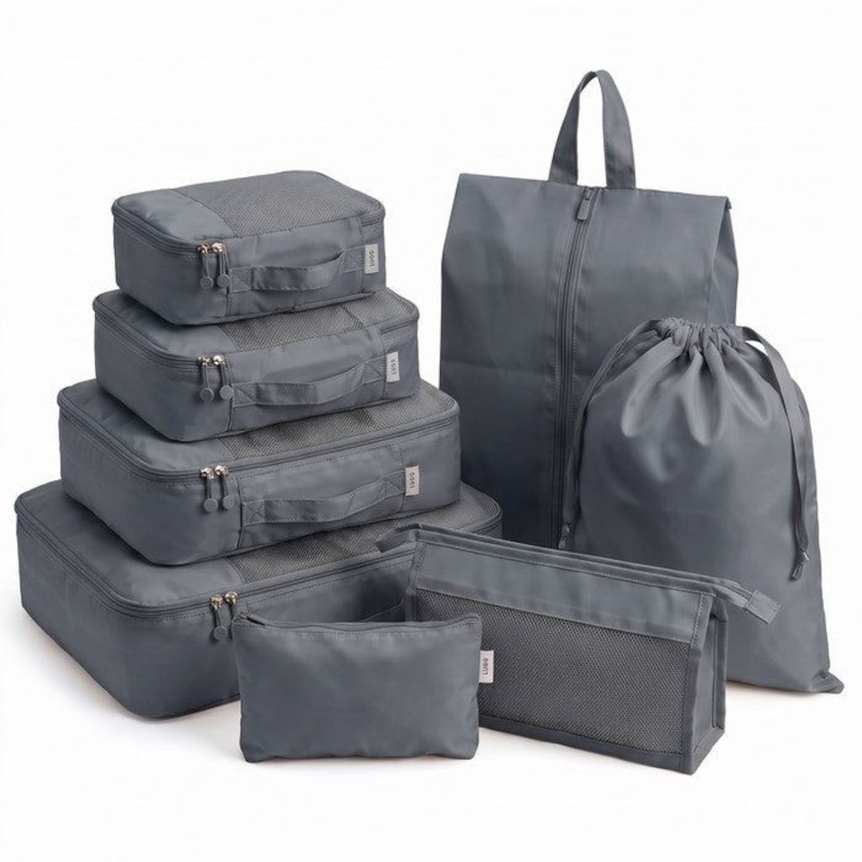 image 1 of Lugg Compression Packing Cubes 8 Piece Travel Suitcase Organiser Set