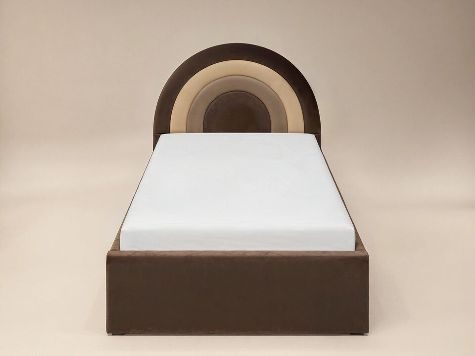 image 1 of Flair Ava Single Velvet Ottoman Bed Brown