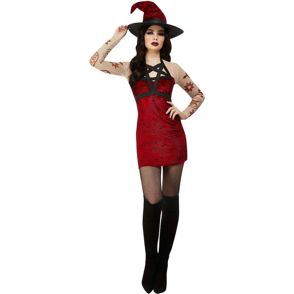 image 1 of Fever Womens/Ladies Satanic Witch Costume - Red - S S
