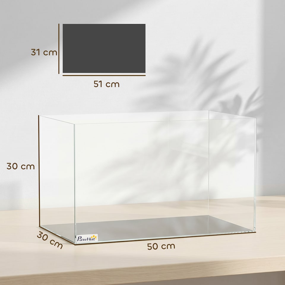 image 1 of PawHut 43L Fish Tank with Protective Base Mat 50 x 30 x 30 cm
