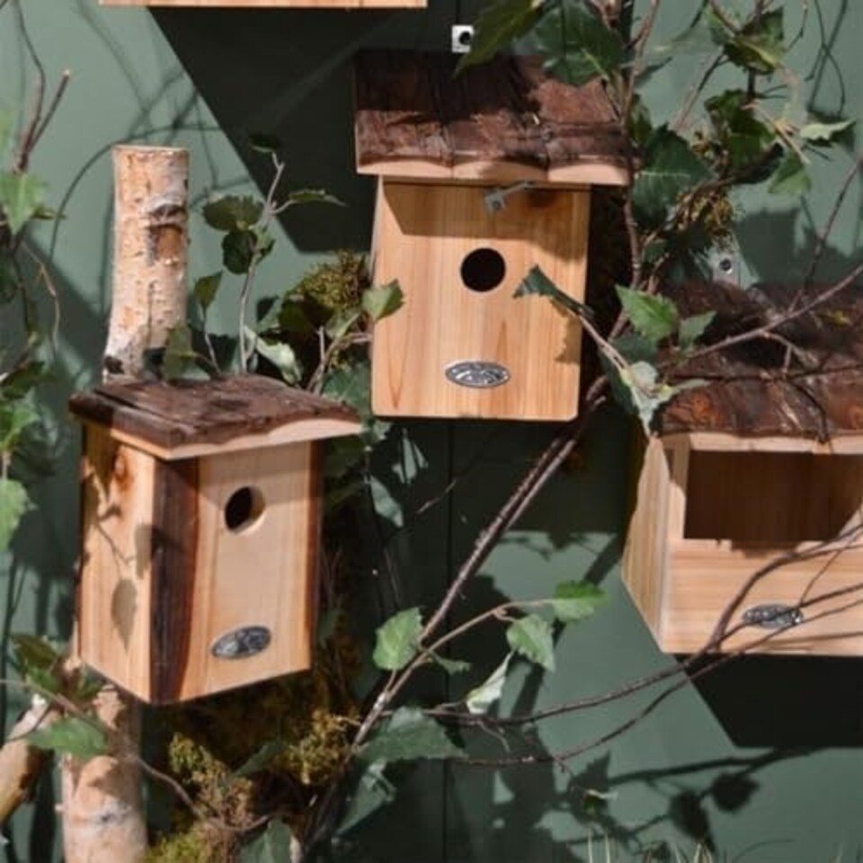 image 1 of Bark Roof Bird House Blue Bird Fsc 100% Multi