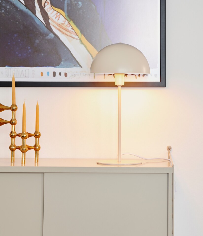 image 1 of Nordlux Ellen Indoor Table Lamp Brown Metal E14 Dome Shade - Mains Powered, IP20 | Brown | Beige