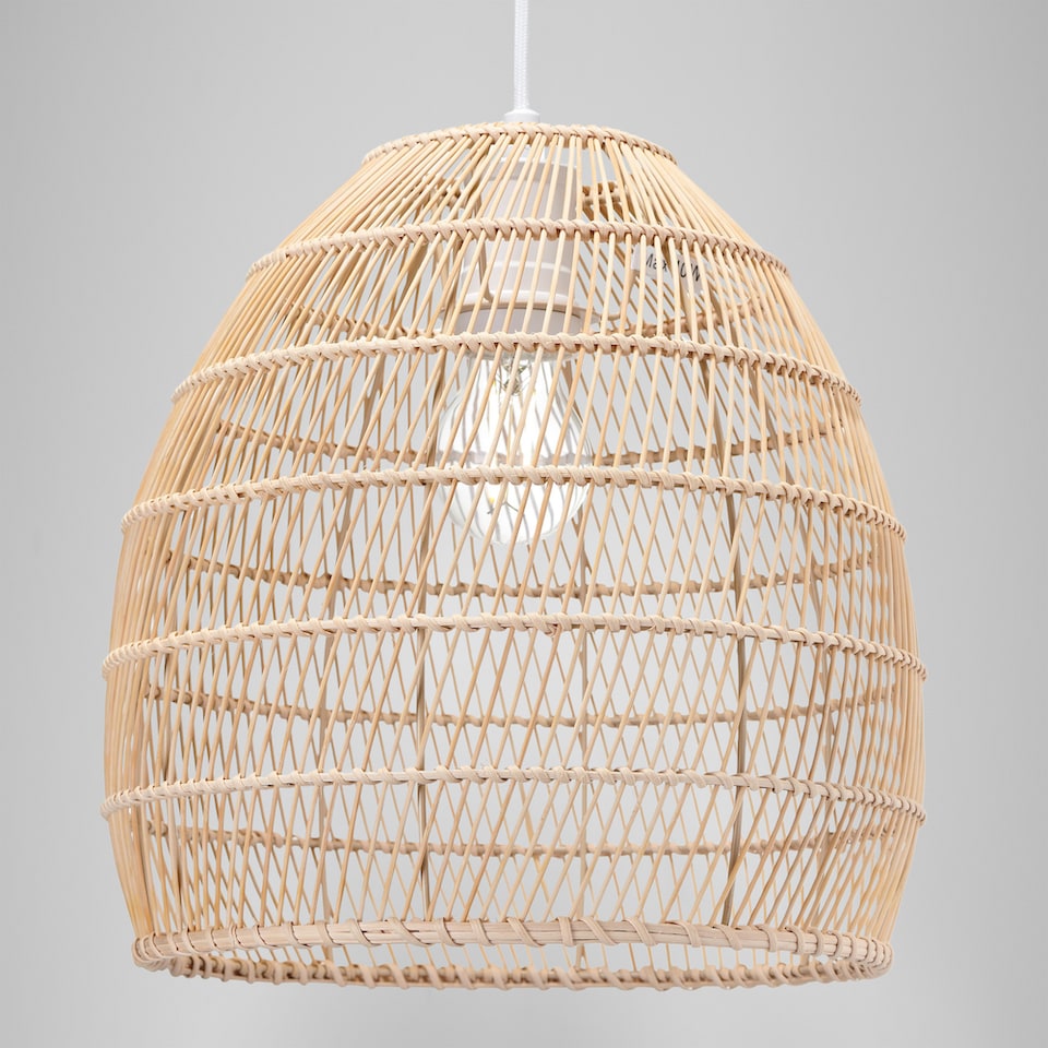 image 1 of Traditional Vintage Spiral Cage Design Natural Brown Rattan Ceiling Lamp Shade | Brown