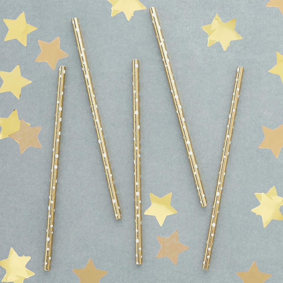 Gold Spotted Paper Straws - Pack of 20