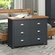image 1 of Dunkeld 3+3 Drawer Wide Chest - Midnight Blue Painted Wood Bedroom Storage with Antique Waxed Top | Blue | Blue | 1