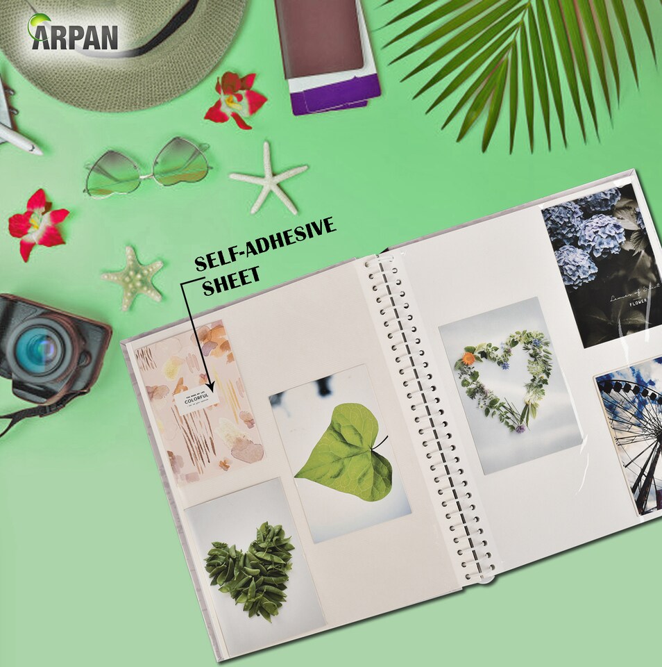 image 1 of ARPAN Large Self Adhesive Photo Album – 20 Sheets / 40 Sides – Holds Various Sized Photos up to A4 Size – Sticky Page Memory Scrapbook Album