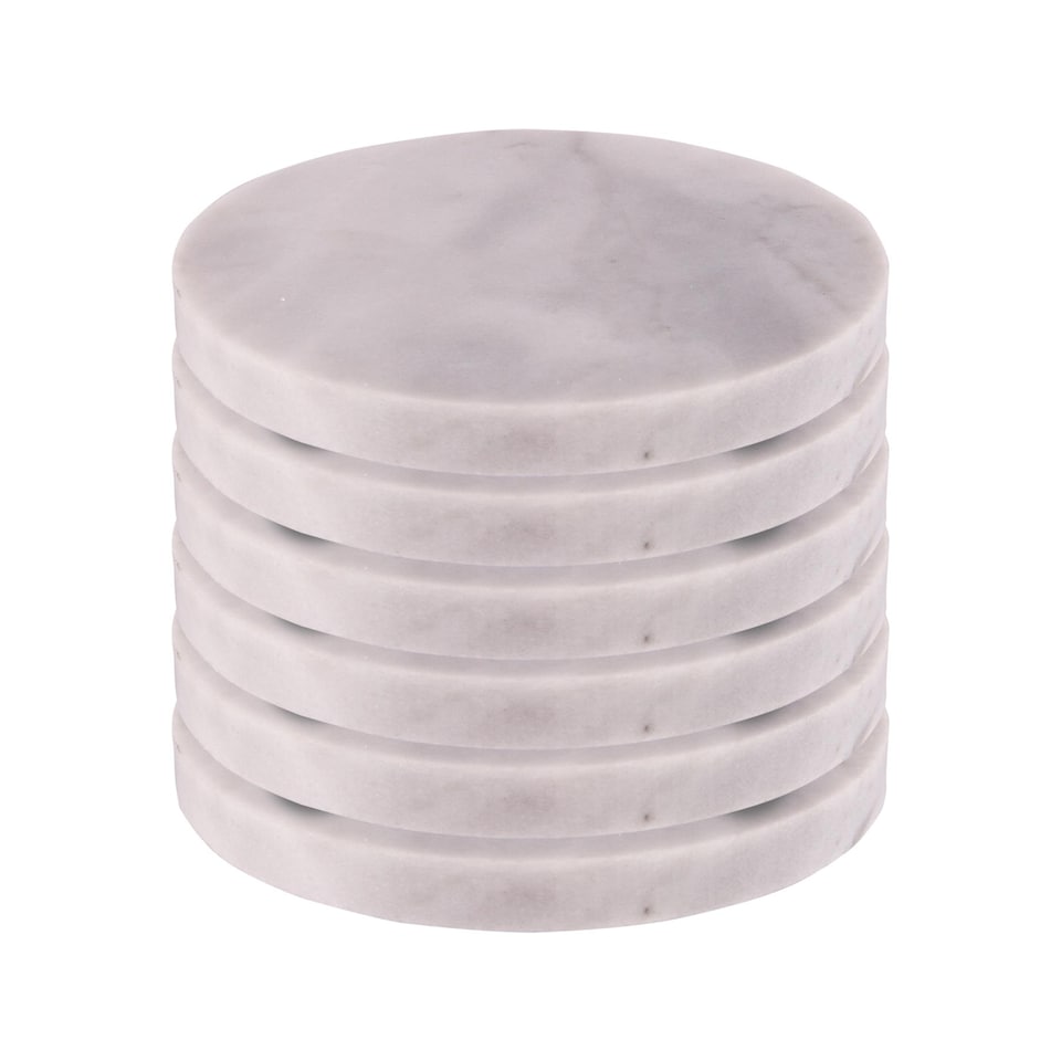 image 1 of Argon Tableware Marble Round Coasters - 10cm - White - Pack of 6
