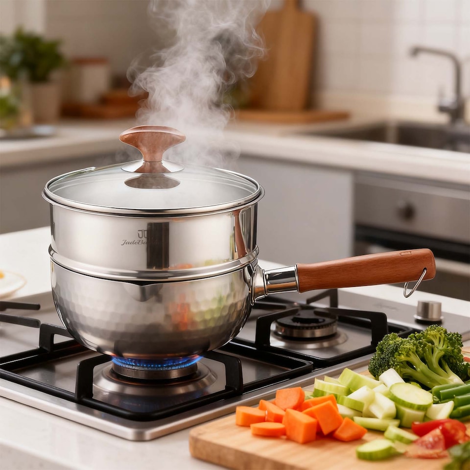 image 1 of HomeKing JadeBamboo Peak Pot-20CM Saucepan with 20CM Steamer