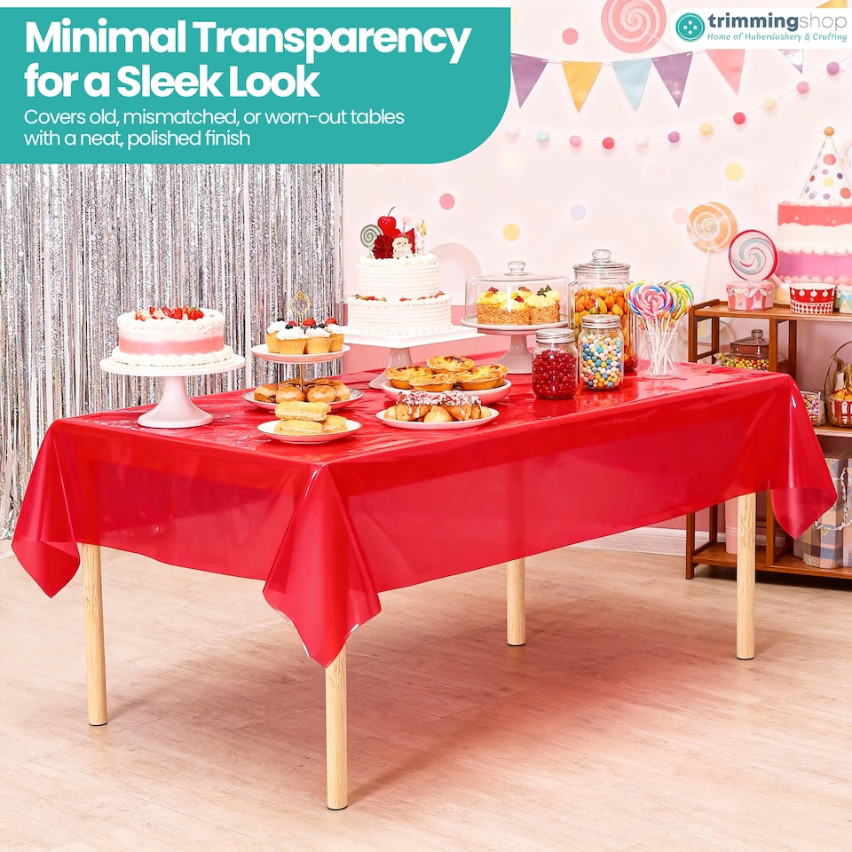 image 1 of Disposable Plastic Table Cover, Table Liner - 54" x 108"