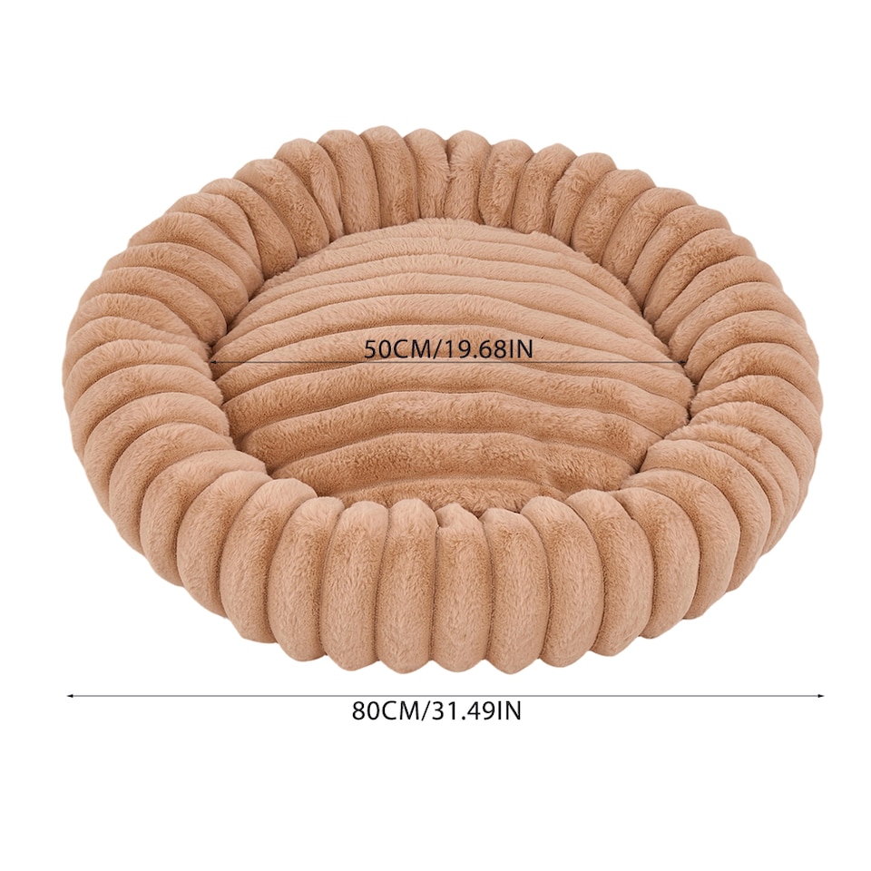 image 1 of Living and Home 6 Colour Soft Donut Pet Bed for Cats & Dogs,Warm & Cosy Retreat | Multi | Khaki | XL