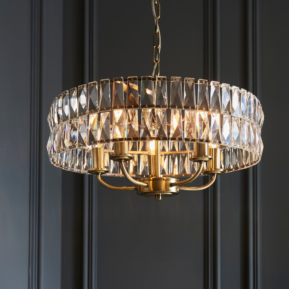 image 1 of Clifton 5 Light Multi Arm Lamp Ceiling Pendant Antique Brass
