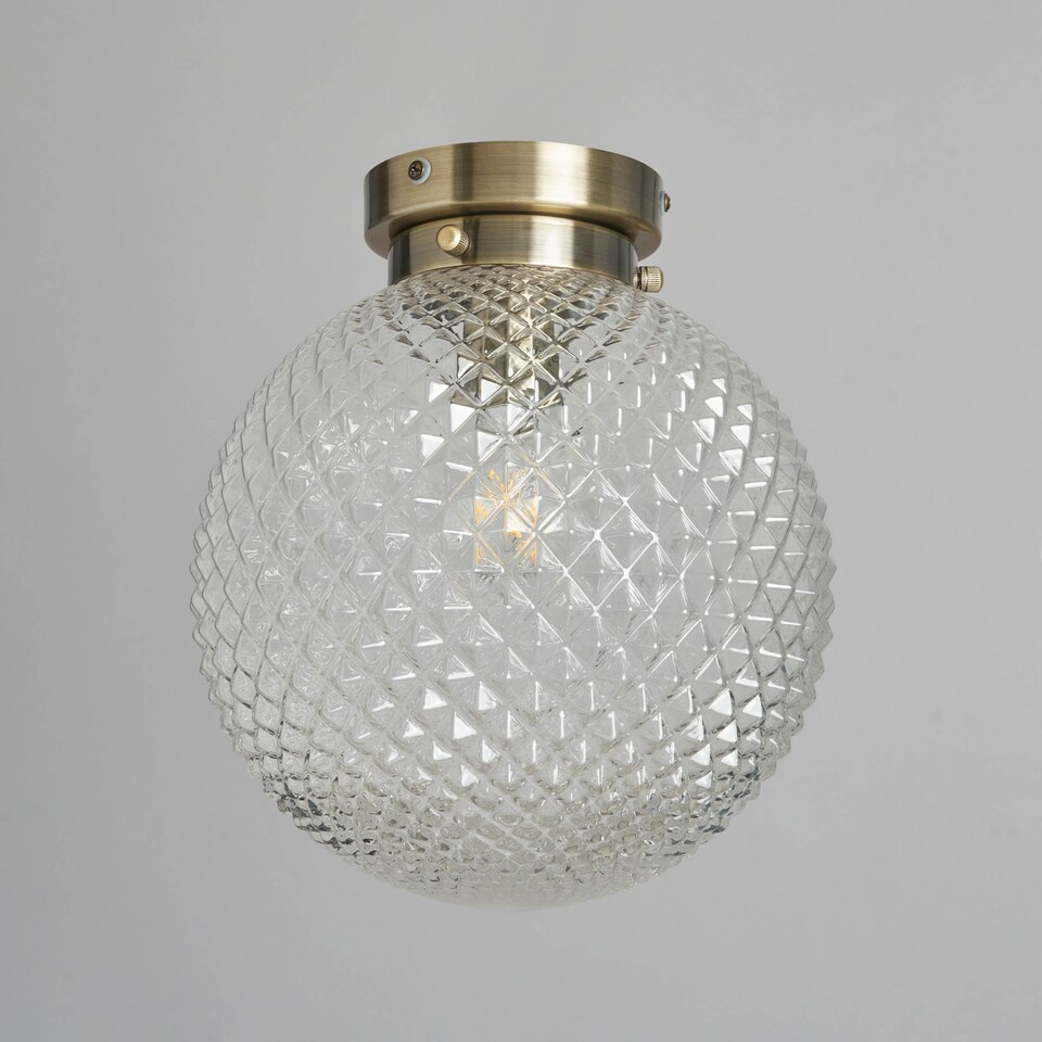 image 1 of BHS Diana Bathroom Flush Ceiling Light, Antique Brass