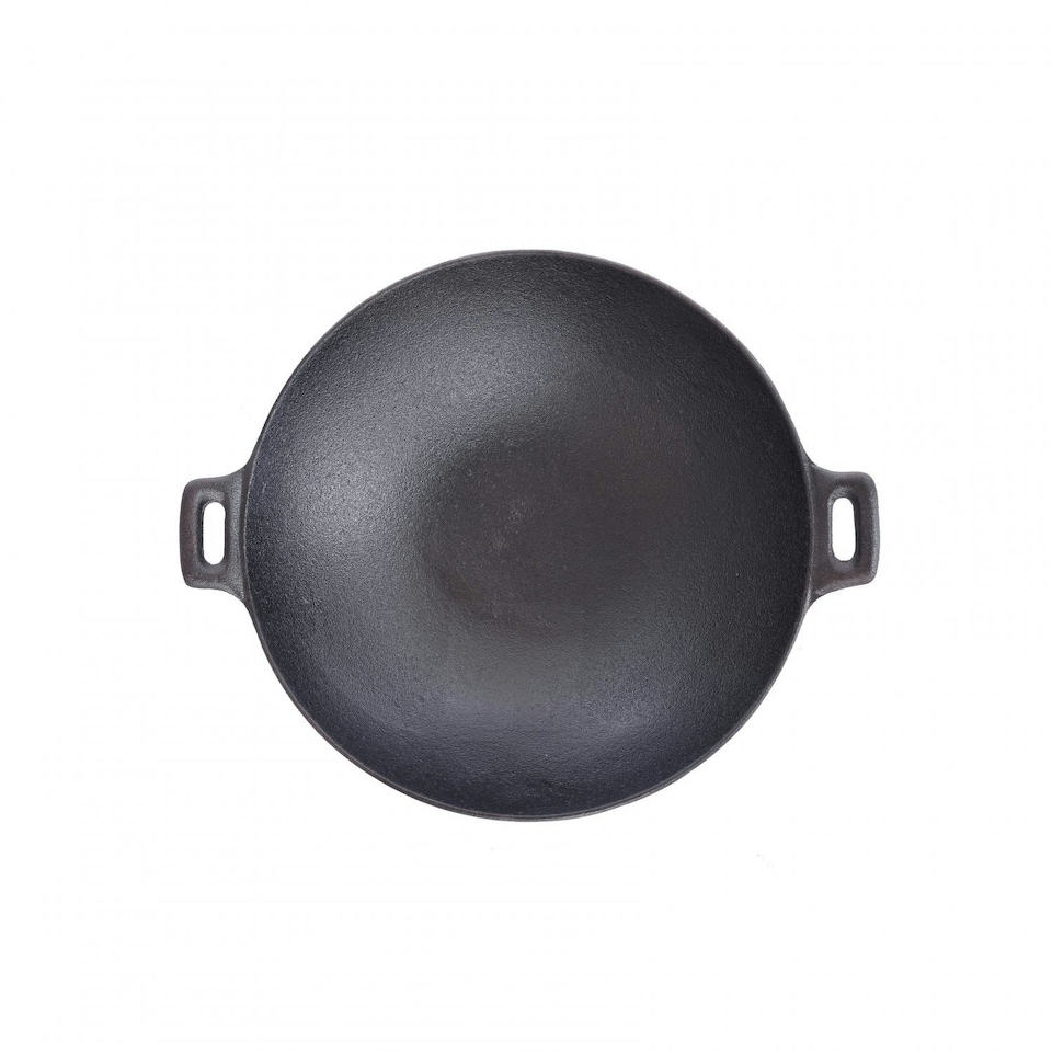image 1 of Oypla 30cm Cast Iron Non Stick Wok Skillet Frying Cooking Pan