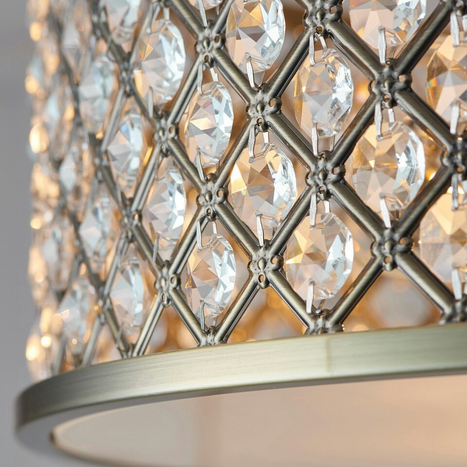 image 1 of Hudson 3 Light Flush Ceiling Light Antique Brass, Crystal, E27