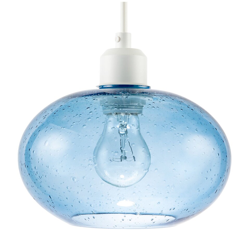 image 1 of Modern Blue Blown-Glass Pendant Light Shade with Subtle Air Bubbles