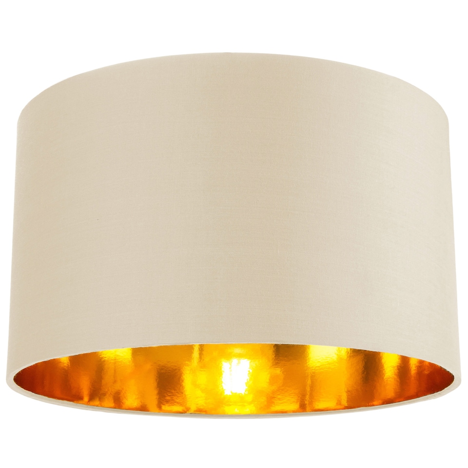 image 1 of Contemporary Cream Cotton 14 Table/Pendant Lamp Shade with Shiny Copper Inner | Cream