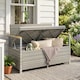 image 8 of Outsunny 170 L Rattan Garden Storage Bench with Cushion, Light Grey