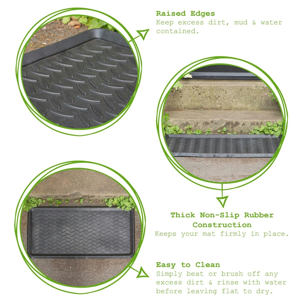 image 1 of Nicola Spring Heavy Duty Rubber Boot Tray - 80 x 40cm - Black Black