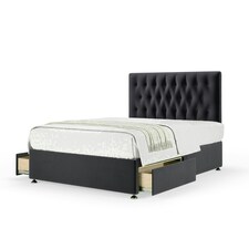 Graphite Plush Velvet 2 Drawer Divan Base and Lona Headboard Super King