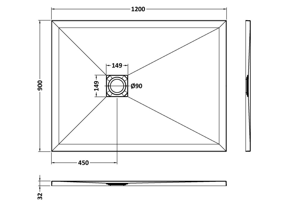 image 1 of Balterley Premium Slimline Rectangular Shower Tray | White | White Slate | 1