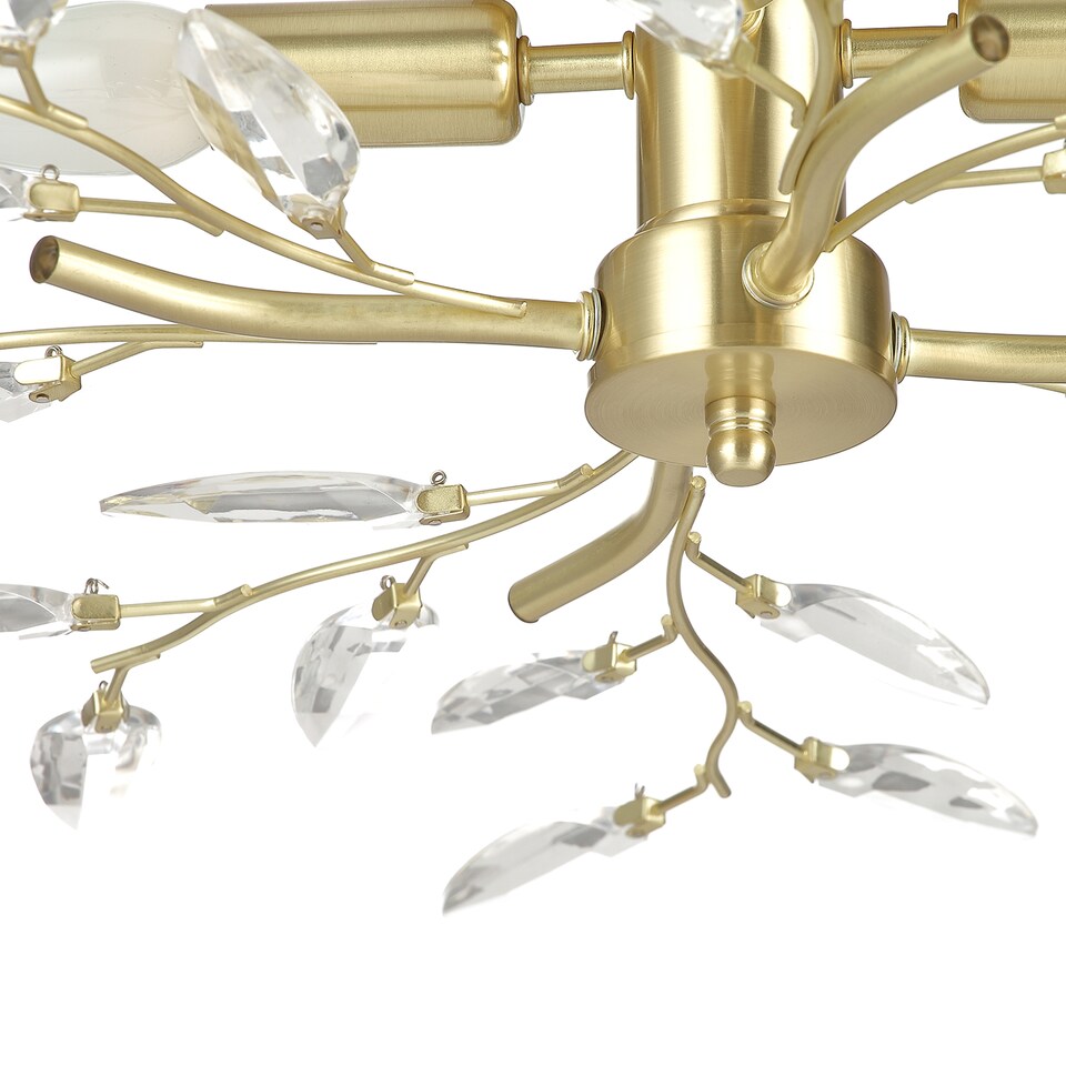 image 1 of Modern Brushed Gold Plated Branch Ceiling Light Fitting with Acrylic Leaves | Gold