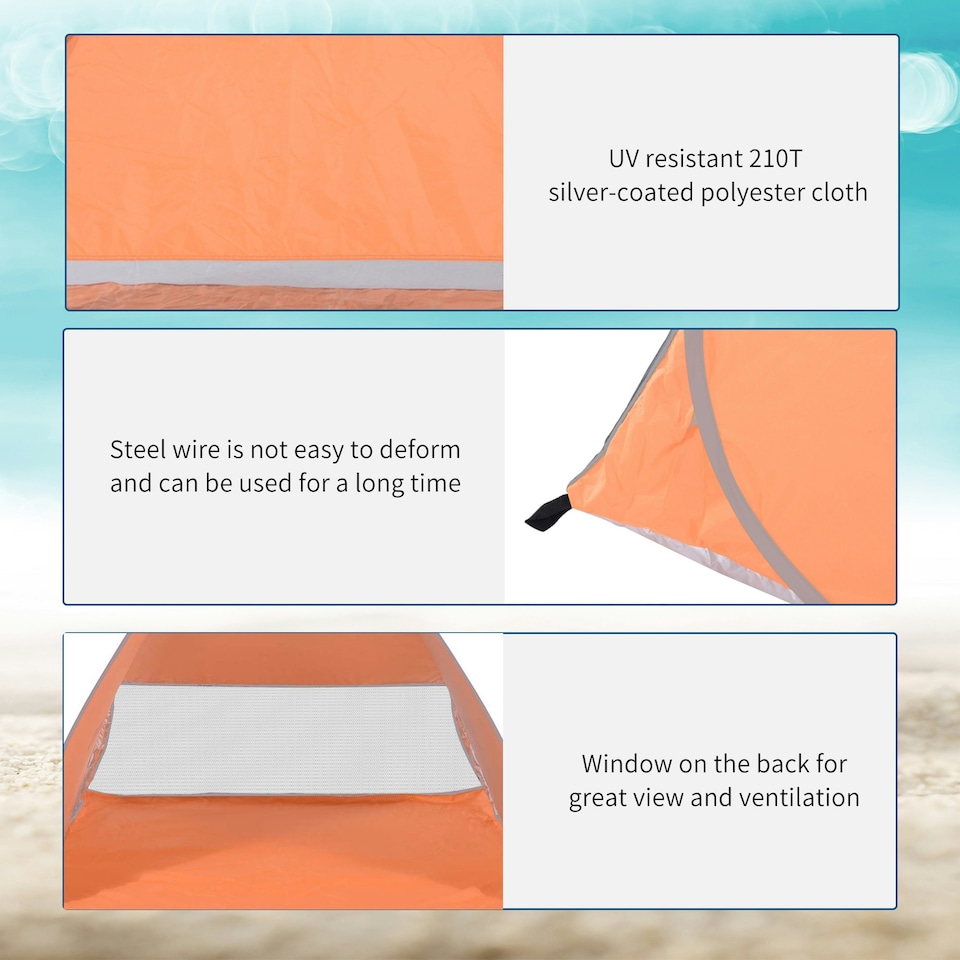 image 1 of Outsunny 2-3 Person Pop up Tent Instant Camping Tent Sun Shade Shelter Orange