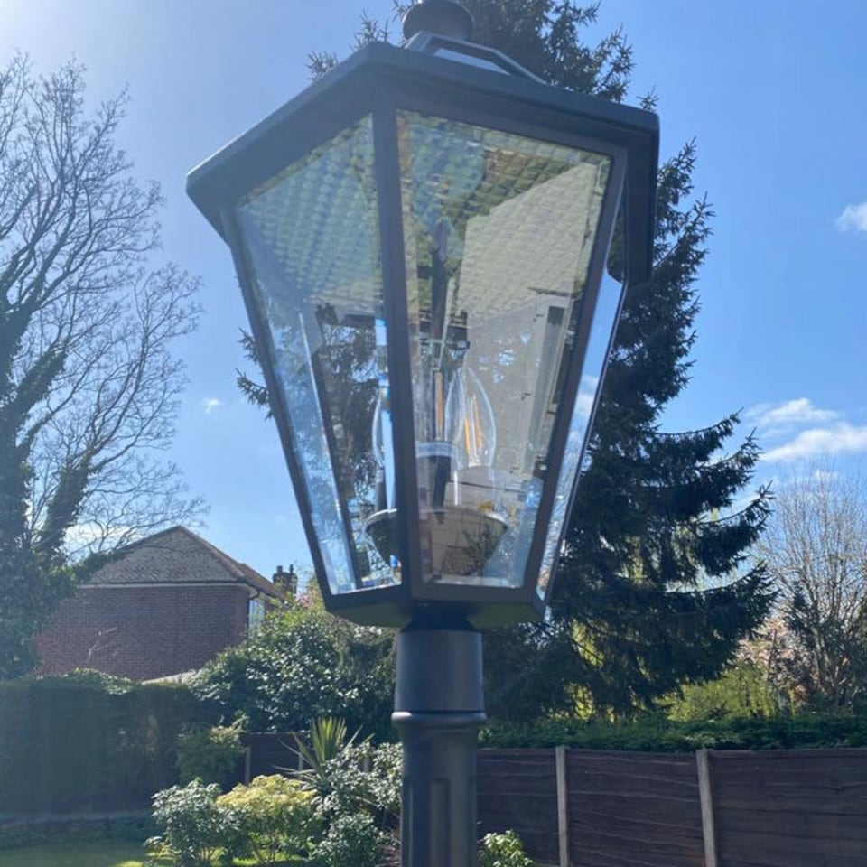 image 1 of CGC LONDON 2.3 Metre Extra-Tall Black Victorian Solar LED Post Light | Black | Black | Height: 227 cm, Width: 26.1 cm, Depth: 31 cm