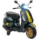 image 1 of AIYAPLAY Vespa Licensed 12V Kids Electric Bike w/ 2 Training Wheels, Green