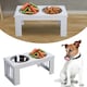 image 2 of PawHut Raised Dog Bowls Pet Feeder Raised Elevated Stainless Steel Food White